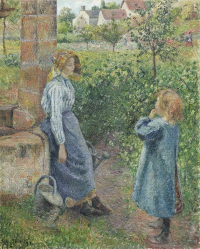 Donna e bambino al pozzo da Camille Jacob Pissarro