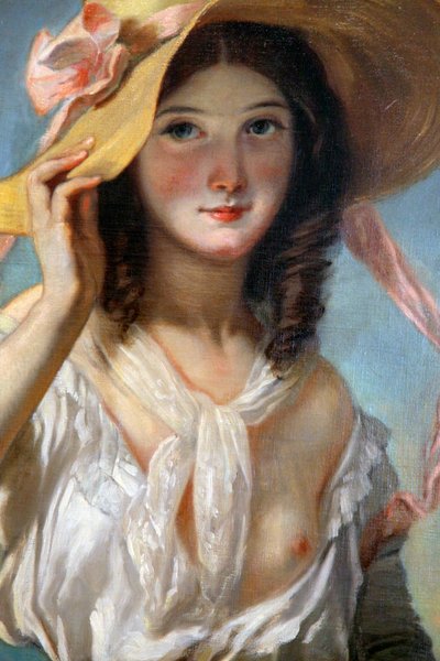 Giovane ragazza con fiori, 1843 da Camille Joseph Etienne Roqueplan
