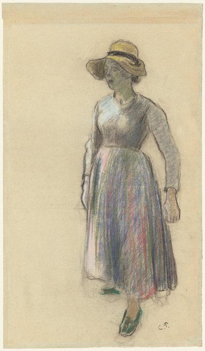 Una contadina con cappello di paglia, c. 1892 da Camille Pissarro