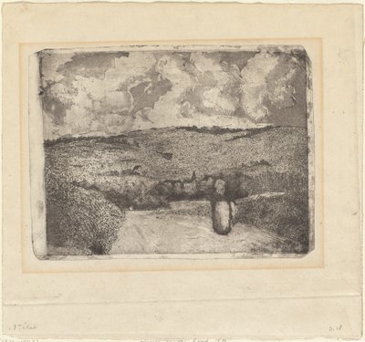 Una donna che cammina lungo una strada di campagna da Camille Pissarro
