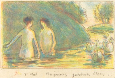 Bagnanti che Sorvegliano le Oche da Camille Pissarro