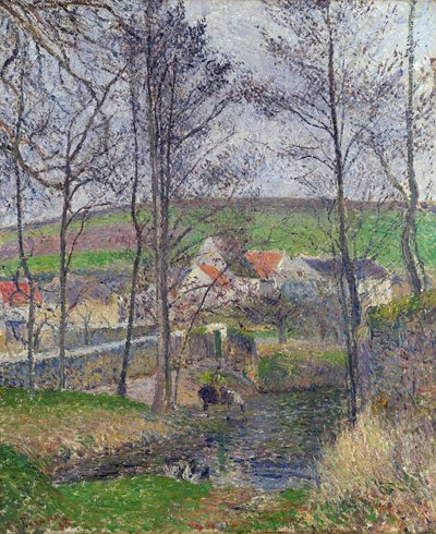 Le rive della Viosne a Osny, tempo grigio, inverno da Camille Pissarro