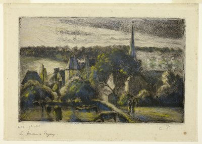 Chiesa e fattoria a Éragny da Camille Pissarro