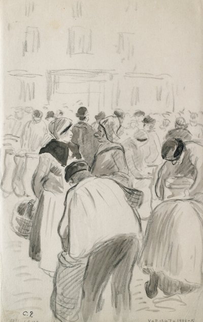 Studio compositivo del mercato a Pontoise da Camille Pissarro