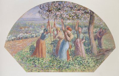 Progetto per un ventaglio: I piantatori di piselli, 1890 da Camille Pissarro