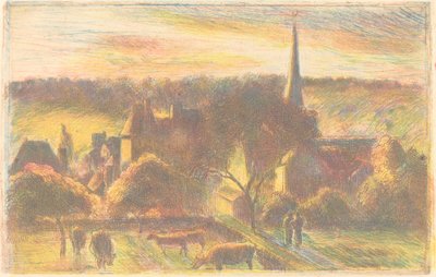 Chiesa e fattoria a Éragny da Camille Pissarro