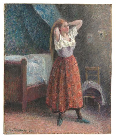 Donna che si acconcia i capelli da Camille Pissarro