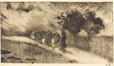 Mandria di Mucche al Crepuscolo, c. 1890 da Camille Pissarro