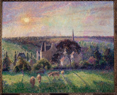 Paesaggio a Eragny, chiesa e fattoria da Camille Jacob Pissarro