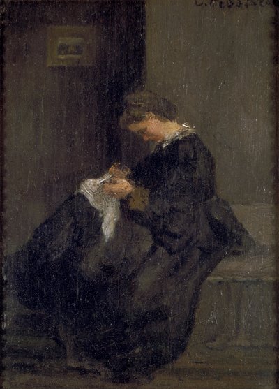 Mme Pissarro che cuce, c. 1860 da Camille Pissarro