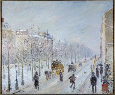 Boulevard parigino con neve da Camille Pissarro