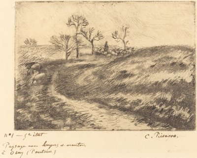 Paesaggio con pastore e pecore a Osny (Pontoise) da Camille Pissarro