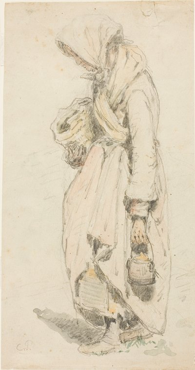 Contadina (recto); ragazzo con canna da pesca (verso) da Camille Pissarro