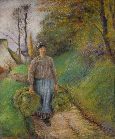 Contadina che porta due fasci di fieno da Camille Jacob Pissarro