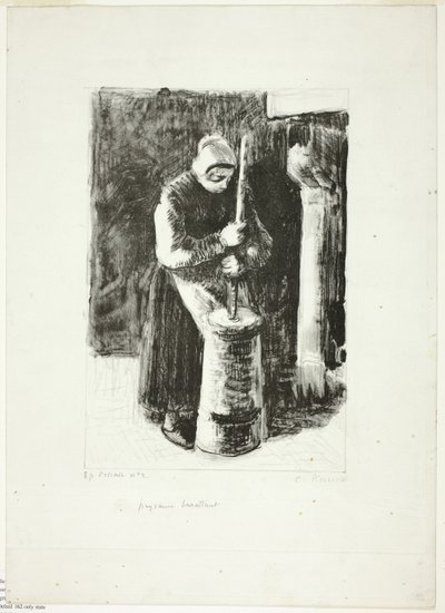 Contadina che sbatte il latte da Camille Pissarro