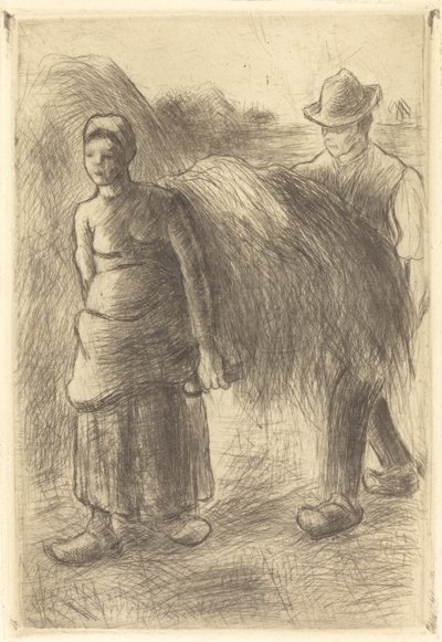 Contadini che trasportano fieno da Camille Pissarro