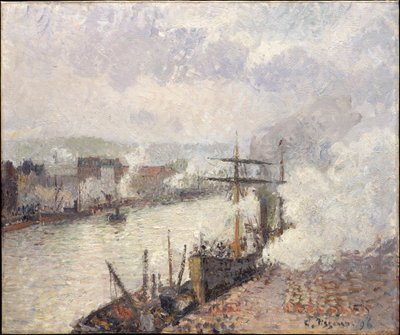 Battelli a vapore nel porto di Rouen da Camille Pissarro