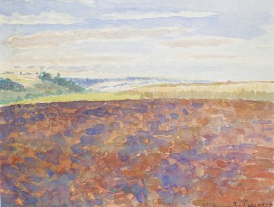 Studio di un paesaggio con un campo arato, Eragny-sur-Epte, c. 1886-1890 da Camille Pissarro