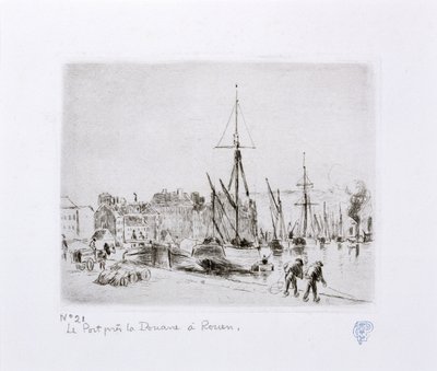 Il porto vicino alla dogana a Rouen da Camille Jacob Pissarro