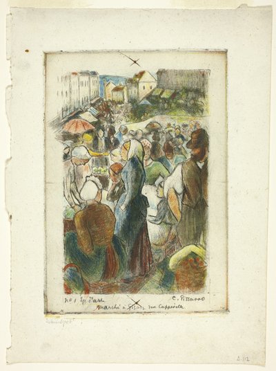 Il mercato a Gisors; Rue Cappeville da Camille Pissarro