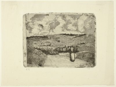 La donna sulla strada da Camille Pissarro