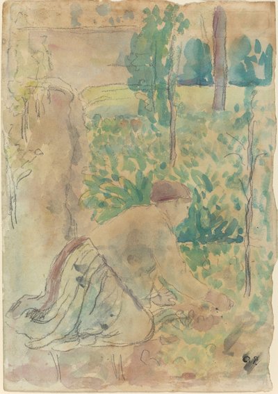 Donna che lavora in un giardino da Camille Pissarro