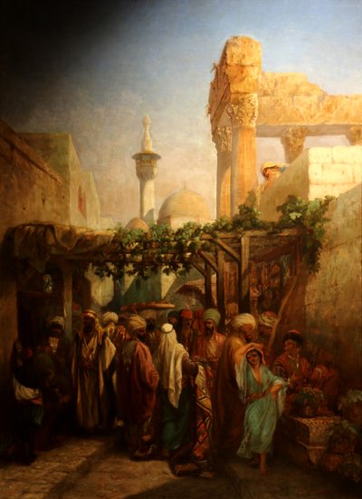 Passeggini vicino al colonnato di Bacco a Latakieh. da Camille Rogier