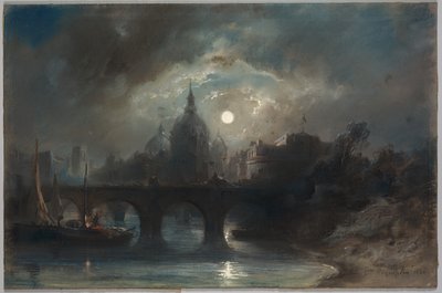 Vista di una Città di Notte da Camille Roqueplan