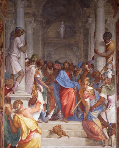Adultera davanti a Cristo, presbiterio della Chiesa di San Sigismondo, Cremona, Italia da Camillo Boccaccino