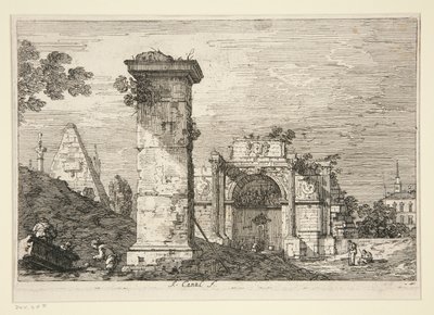 Paesaggio con monumenti in rovina, dalla serie Vedute da Canaletto (Giovanni Antonio Canal)