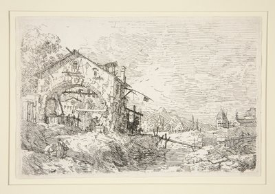 Paesaggio con donna al pozzo, dalla serie Vedute da Canaletto (Giovanni Antonio Canal)