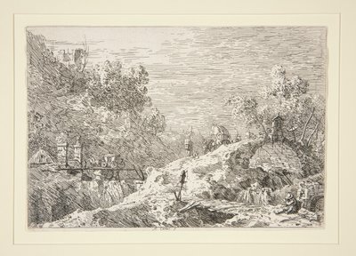 Paesaggio montano con cinque ponti, dalla serie Vedute da Canaletto (Giovanni Antonio Canal)
