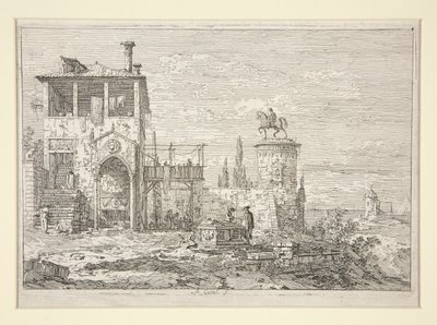 Il Monumento Equestre, dalla serie Vedute da Canaletto (Giovanni Antonio Canal)