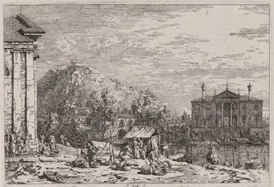 Il mercato a Dolo, dalla serie Vedute da Canaletto (Giovanni Antonio Canal)