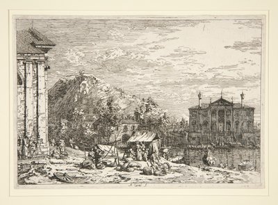 Il mercato a Dolo, dalla serie Vedute da Canaletto (Giovanni Antonio Canal)