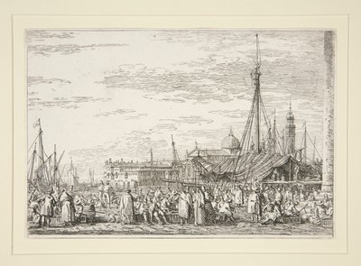 Il mercato sul Molo, dalla serie Vedute da Canaletto (Giovanni Antonio Canal)