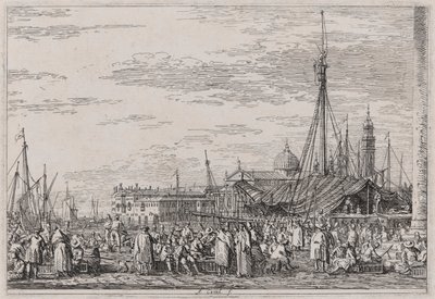 Il mercato sul Molo, dalla serie Vedute da Canaletto (Giovanni Antonio Canal)