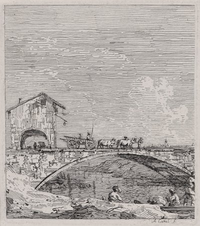 Il carro che passa su un ponte, dalla serie Vedute da Canaletto (Giovanni Antonio Canal)