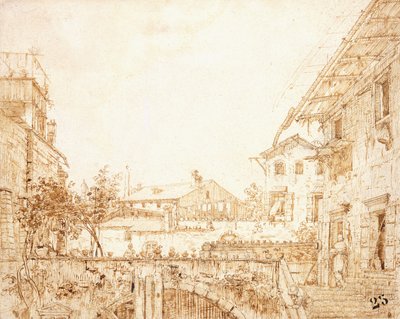 Una vista di una terrazza a Padova da Giovanni Antonio Canal