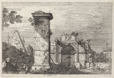 Paesaggio con Monumenti in Rovina, c. 1740 da Canaletto