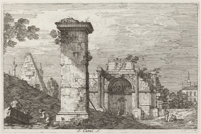 Paesaggio con monumenti in rovina (destra) da Canaletto