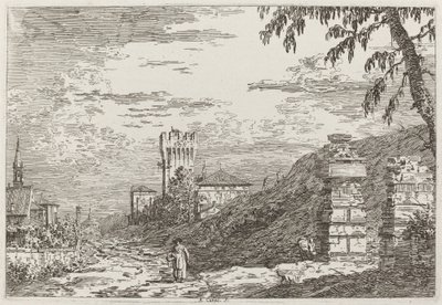 Paesaggio con Torre e Due Colonne Rovinate (sinistra) da Canaletto
