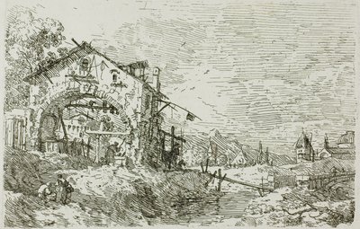 Paesaggio con donna al pozzo, da Vedute da Canaletto