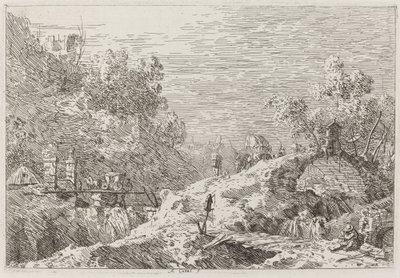 Paesaggio montano con cinque ponti da Canaletto