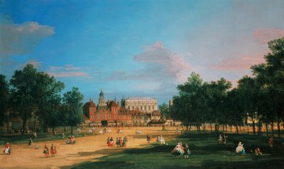 Vecchi Horse Guards e la Banqueting Hall, Whitehall da St James