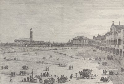 Prà della Valle: la metà destra della piazza di Prà della Valle a Padova, con il Col... da Canaletto