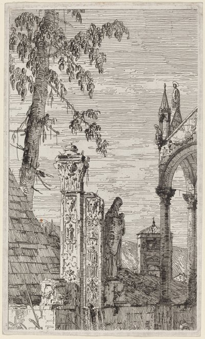 La tomba del vescovo, c. 1735-1746 da Canaletto