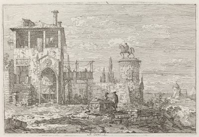 Il monumento equestre [in alto a destra], c. 1735-1746 da Canaletto