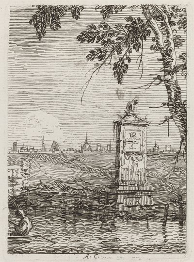Il piccolo monumento (sinistra) da Canaletto