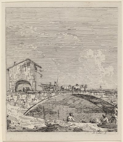 Il carro che passa su un ponte da Canaletto